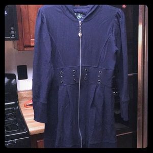 Navy Zip-Front Hooded Sweatshirt